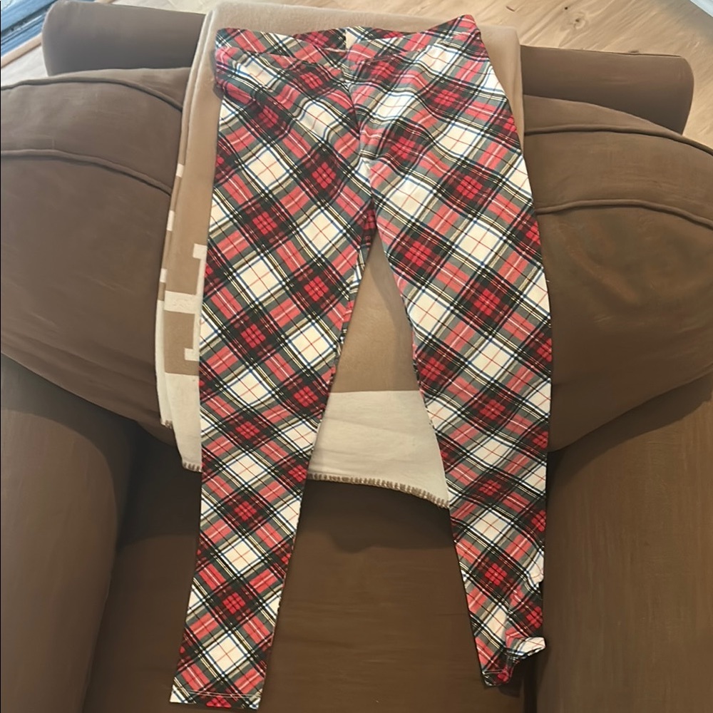 Crewcuts Red/Green Plaid Holiday Leggings NWT